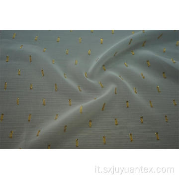 Tessuto chiffon jacquard con clip in poliestere lurex oro